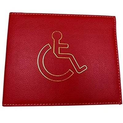 Image of Disabled Blue Badge Holder Hologram Safe Parking Permit Display Cover Wallet (Red)