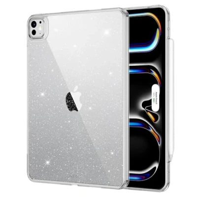 Image of ESR for iPad Pro 13 inch Case (2024), Thin and Lightweight, Shock Drop Protection, Yellowing Resistant, Hard Back, Supports Apple Pencil (USB C), Classic Series, Clear Shimmer