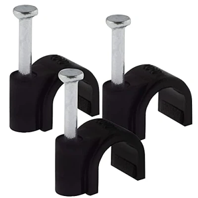Image of SeKi 14 mm Nail Clamp Pack of 100 Black Cable Attachment Universal Including