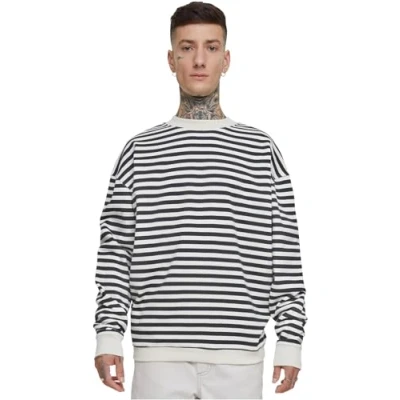 Image of Urban Classics Striped Crewneck Sweatshirt, Men&#039;s, Size: XL, Whitesand black