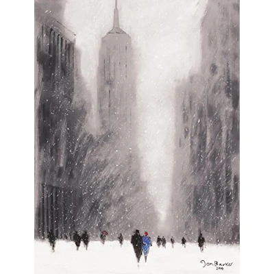 Image of The Art Group Jon Barker Heavy Snowfall 5th Avenue New York Canvas Print, Cotton, Multi Colour, 1.8 x 30 40 cm