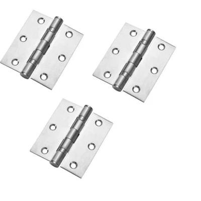 Image of Polished Chrome Ball Bearing Hinges, Heavy Duty Steel Door Hinges for Wooden Doors, Durable Butt Internal and External Use. (3&quot; (76mm) Pack of 3)