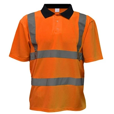 Image of Mens EN471 Hi Vis Viz Visibility Polo Shirt Yellow Orange T S M L XL XXL 3XL 4XL (4XL, Orange)