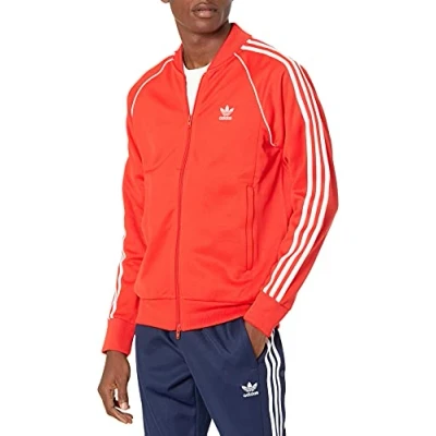 Image of adidas Originals Men&#039;s Adicolor Classics Primeblue Superstar Track Jacket, Red/White, Medium