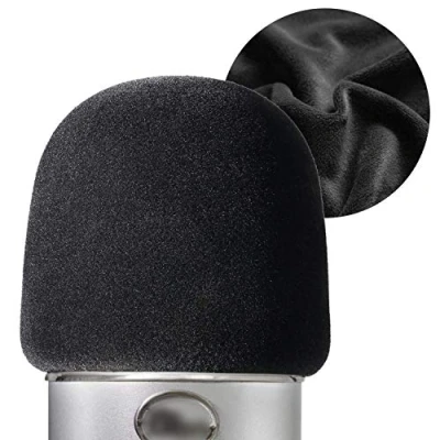 Image of YOUSHARES Flocking Foam Microphone Windscreen Large Size Cover for Blue Yeti, Yeti Pro Microphones (Black)