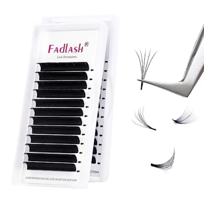 Image of Fadlash Easy Fan Lashes D Curl 0.07 11 12 13mm Mixed Tray Russian Natural Look Self Fanning Eye Automatic Blooming Eyelashes Extensions