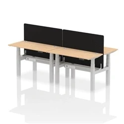 Image of Air B2B 1200x600mm Adjustable 4P Bench Desk CP Maple/Silver + Screen