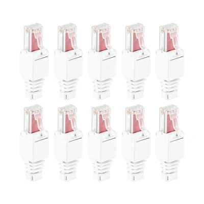 Image of Kopinma Tool Free Network Connector Set, 10 x Connectors RJ45 CAT6 LAN UTP Cable Plug Without Tools Cat5 Cat7 Installation Patch