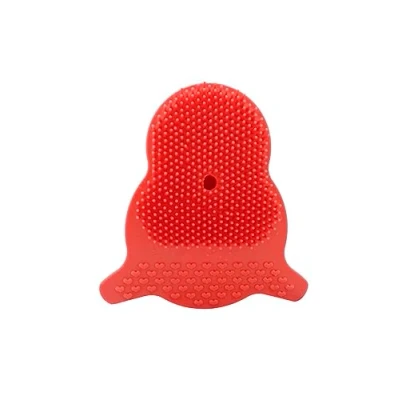 Image of Baby Bath Brush, Cradle Cap Massage Scrubbers Exfoliator Brush The SkinSoother Essential for Dry Skin, and Eczema Adorable Sea Lion Shape Coral Red