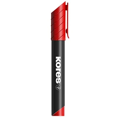Image of Kores Red Permanent Marker Pens K XP1, Round Tip with Low Odour Ink Waterproof for All Surfaces School Supplies, Office Pen Pack of 12
