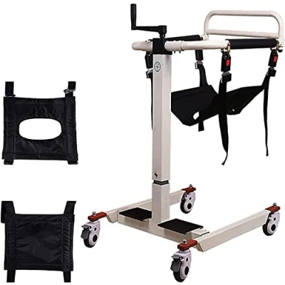 Image of NOIRR Patient Lift Transport Wheelchair for Home, Portable Bathroom Shower Chair Manual w/180 Split Seat &amp; Cushion, Bedside Commode Transfer Aid Disabled Elderly Handicapped