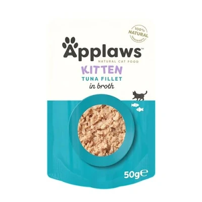 Image of Applaws Natural Kitten Wet Food, Tuna in Broth 50g Pouch (12x50g Pack)