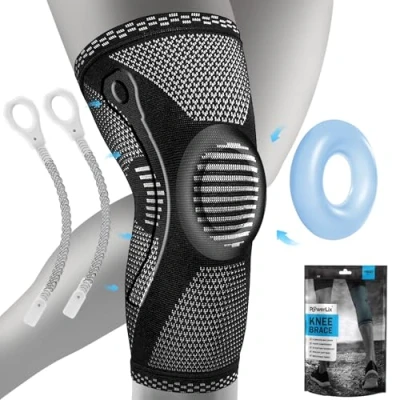 Image of POWERLIX Knee Brace with Support and Pad for Pain Relief, Medical Support, Compression Sleeve Men &amp; Women Running, S