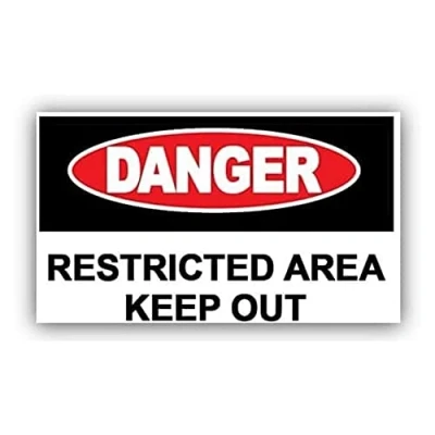 Image of 2 x Danger Restricted Area Keep Out Warning Sign Removable Self Adhesive Waterproof Durable Vinyl Label Sticker 225mm 160mm