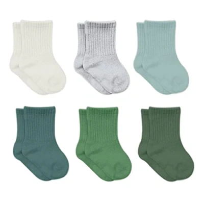Image of bistyle Baby Grip Ankle Socks 6 Pairs Newborn Infant Toddlers Organic Cotton Kids Boys Girls (as8, age, 12_months, 24_months, Nile Green)