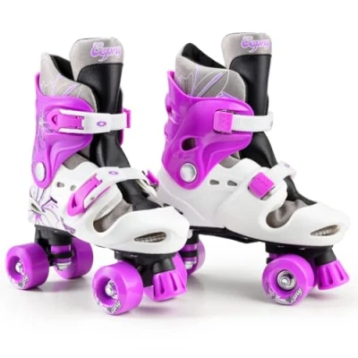 Image of Osprey Roller Skates for Kids, Beginners, Adjustable Sizing Quad Skates, 4 Wheel Durable Safe Lock Straps, Multiple Colours