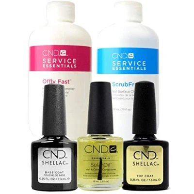 Image of CND Shellac Treatments Kit (Scrub 222ml, Offly Fast Top&amp;Base7.3ml, Solar 15ml