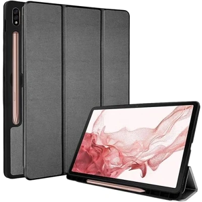 Image of TECHGEAR Smart Case for Samsung Galaxy Tab S9 Plus (S9+) &amp; S10 (S10+) 12.4&quot; (SM X810/SM X816/SM X820/SM X826) PU Leather Slim Stand Cover [Auto Wake/Sleep] Soft TPU Holder Grey
