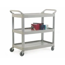 Image of Large Shelf Trolley; 3 Tier; Swivel Castors; 120kg; Grey/Silver