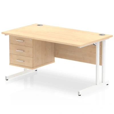 Image of Impulse 1400 Rectangle White Cant Leg Desk Maple 1 x 3 MI002444