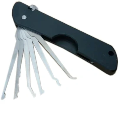 Image of 7 in 1 Folding Lock Pick Set Fast Opener, Stainless Steel Jackknife Single Hook Picks Locksmith Tool, Picking, Pickers