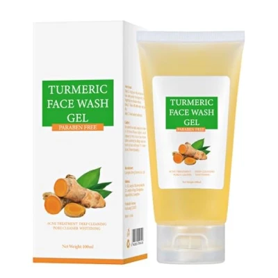 Image of Turmeric Facial Cleanser, Wash, Natural Anti Aging Exfoliating Refreshing Cleanser Gel Acne Face Deep Pore Cleansing Blackhead Remover for All Skin Types