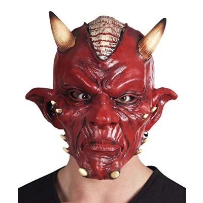 Image of Boland Devil Deluxe Latex Mask for Adults, Red, One Size, 97505