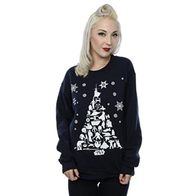 Image of Star Wars Women&#039;s Christmas Tree Sweatshirt Large Deep Navy