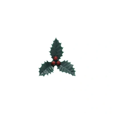 Image of Christmas holly leaf Cake Topper Decoration Decorating 12 20 50 Pcs Small Plastic With 3 Berries Yule Log Cupcake (pack of 50)