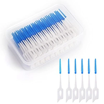 Image of 160 Pieces Dual Use Interdental Brushes, Silicone Tooth Floss Picks Dental Brush Toothpick Brushes Teeth for Braces Oral Cleaning