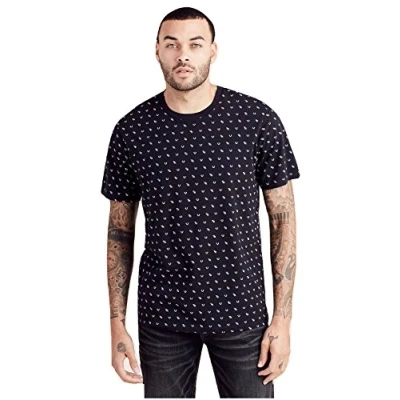 Image of True Religion Men&#039;s All Over Monogram Tee T Shirt, Black, Large