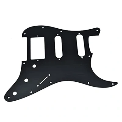 Image of Dopro 11 Hole Aluminum Anodized Modern Style Strat HSS Guitar Pickguard Scratch Plate for American/Mexican FD Stratocaster Black