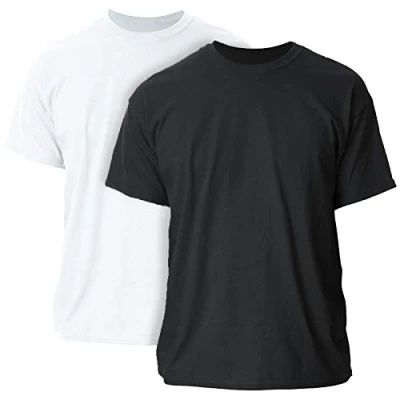 Image of Gildan Mens Ultra Cotton T Shirt Style G2000 Shirt, White/Black, L