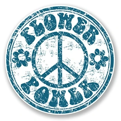 Image of 2 x Peace Symbol Sticker Car Hippy Laptop Decal Camper Flower #6779 (10cm 10cm)