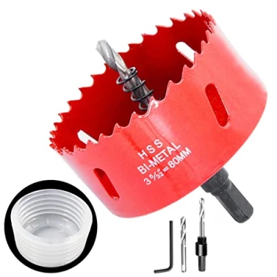 Image of 80mm hole saw and Accessories dust Bowl 2PCS set,LAIWEI collector for all saws up to 125mm cutting diameter