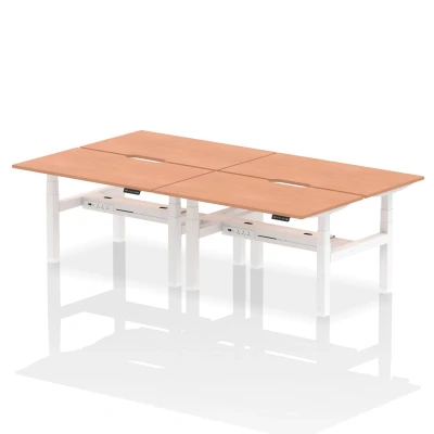 Image of Air B2B 1400x800 Adjustable 4P Bench Desk Scalloped Beech/White