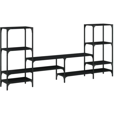 Image of vidaXL TV Cabinet Black 206.5x28.5x95 cm Engineered Wood