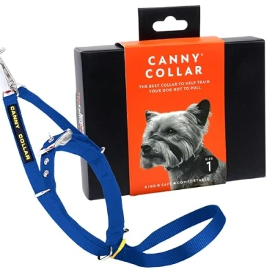 Image of Canny Collar No Pull Dog Headcollar Gentle Training Aid to Stop Pulling on Lead Humane Control for Better Walks Comfortable &amp; Secure Fit Blue Size 1