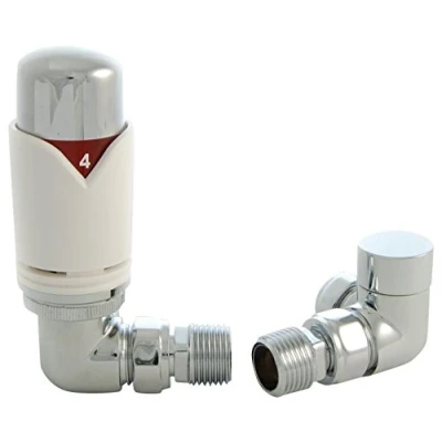 Image of SMR Bathrooms Realm 2 CR W Modern White Thermostatic Radiator Valve (Corner TRV)