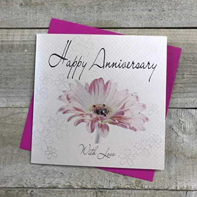 Image of white cotton cards Handmade Happy Anniversary Card, WB41