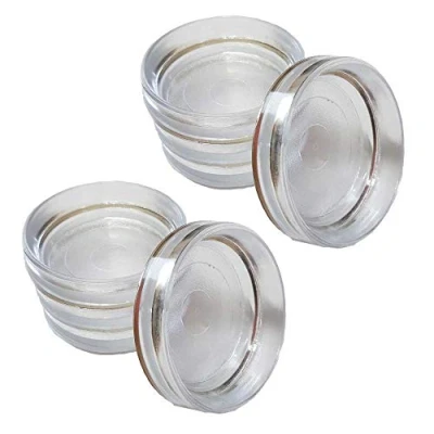 Image of Clear Castor Cups 56mm Protect Wooden, Laminate, Tiled Floors and Carpets from Wheel Damage Scratches Caused by Chair, Bed, Sofa Table Legs (8, Large)
