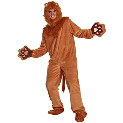 Image of Morph Lion Costume Adult, Animal Jumpsuit Fancy Dress X Large
