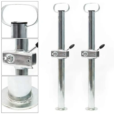 Image of WilTec Set with 2 Car Trailer Prop Stands 700mm Ø48mm of Galvanised Steel incl. Clamps Rubber Handle