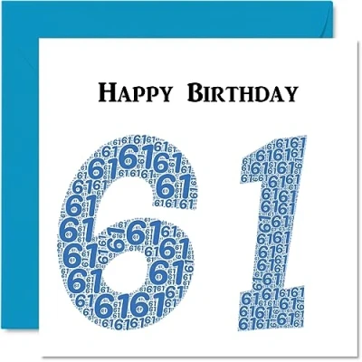 Image of Fun 61st Birthday Cards for Men Shapecloud Happy Card Dad Mum Grandad Nanny Grandma Gran Uncle Auntie Cousin, 145mm x Greeting Cards,