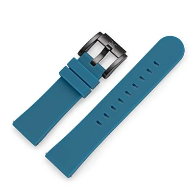 Image of TW steel Marc Coblen silicone watch strap, 22 mm, with clasp, blue, Strap.