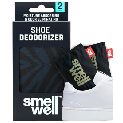 Image of SmellWell Odour Eliminating Air Purifying Bags (2 Pack 100g) Activated Bamboo Charcoal Freshener for use from Gym to Car Home (Black Zebra, Original)