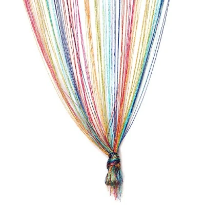 Image of TRIXES Dew Drop Multicoloured String Curtain for Doors and Windows Rainbow Glitter Thread Panel Divider Home Decor Accessory Total Size 90 x 200cm Perfect as Fly Screen Doorway