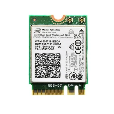 Image of Intel Dual Band Wireless AC 7265 802.11ac, Band, 2x2 Wi Fi + Bluetooth 4.0 (7265NGW)