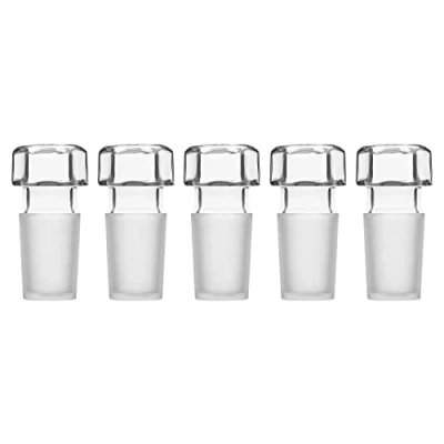 Image of stonylab Glass Hex Head Hollow Stopper, Hexagonal Stopper for 19/22 Outer Joint with Closed Bottom, 5 Packs