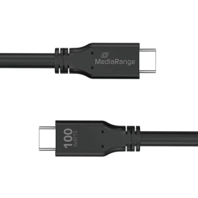 Image of Mediarange USB Type C Charge and Sync Cable with E Mark Chip 3m Black